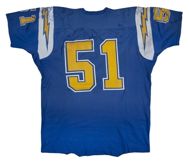 1979 Woodrow Lowe Game Used San Diego Chargers #51 Home Jersey (MEARS A9)